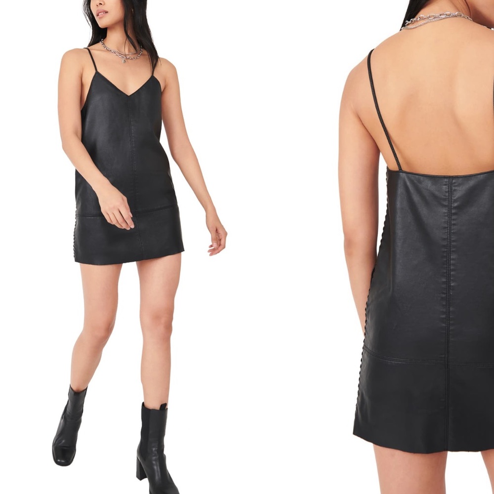 Free People Slip Into Something Faux Leather Dress